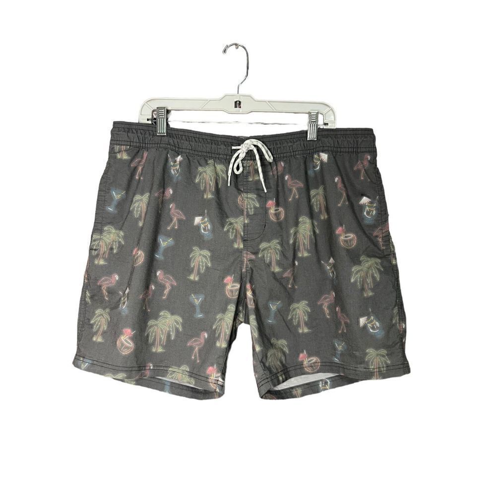 Goodfellow Flamingo & Palm Trees Swim Trunks - Men’s XL